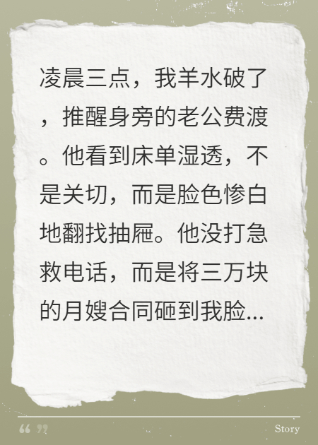 接生时，老公为三万块让我等死
