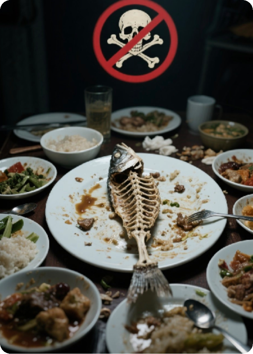 剩饭里的鱼骨头