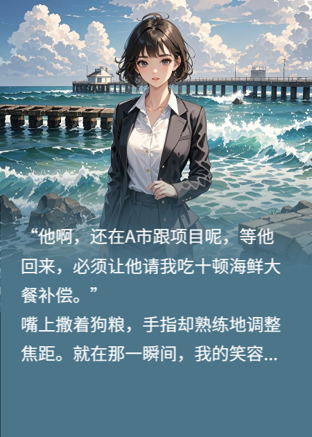 抓到出差的男朋友在海边送玫瑰花