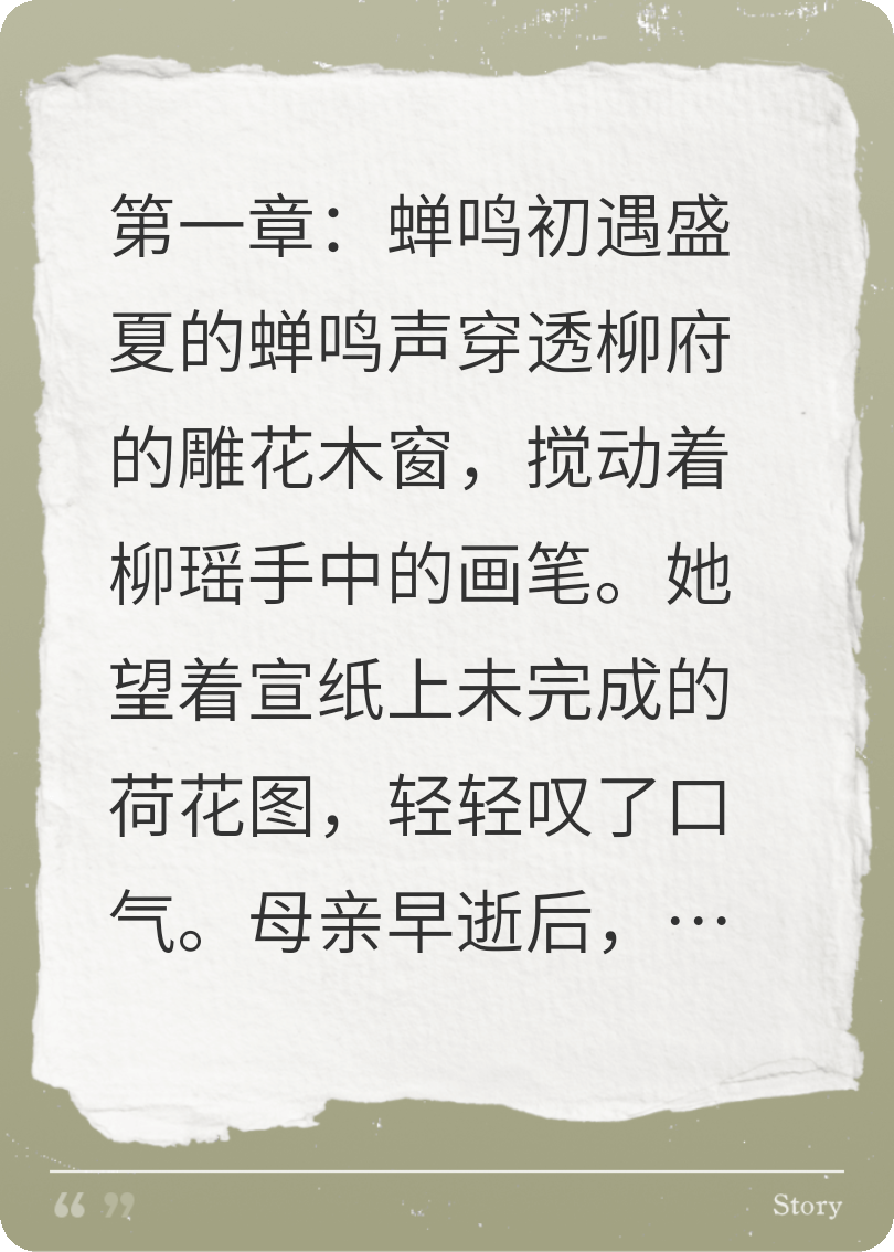 蝉鸣定情：柳瑶与侯府公子的缘起