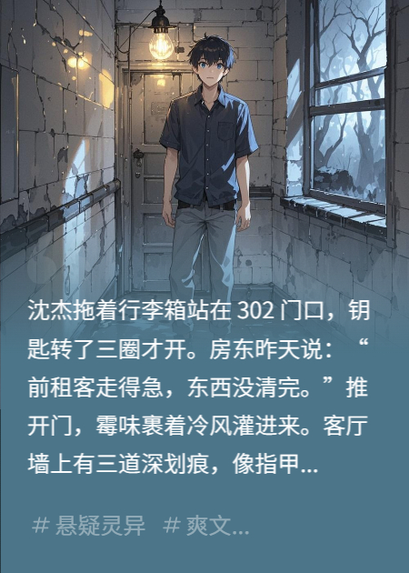 客厅墙上有三道深划痕像指甲抓的