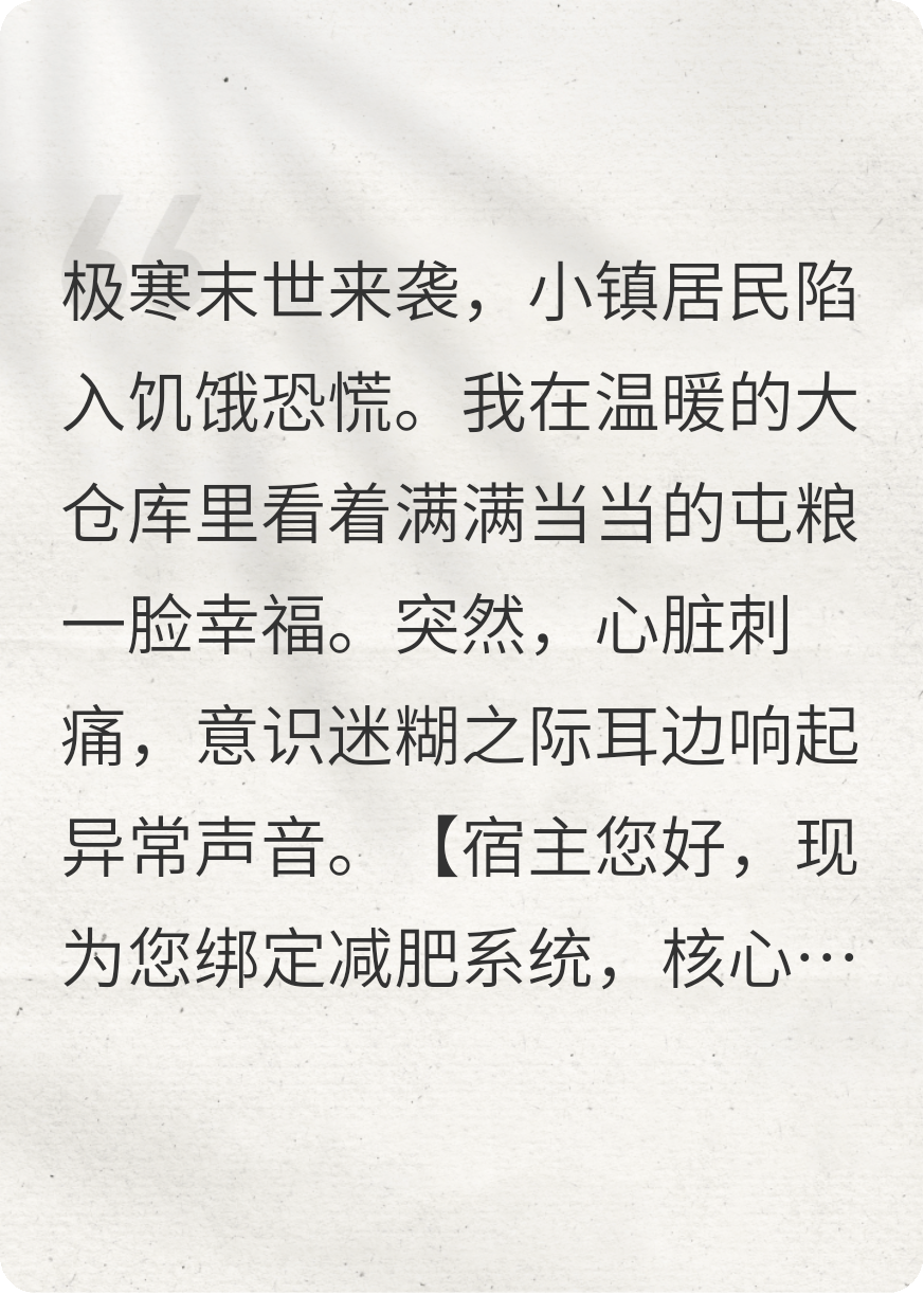 极寒末世，减肥系统带我走向巅峰