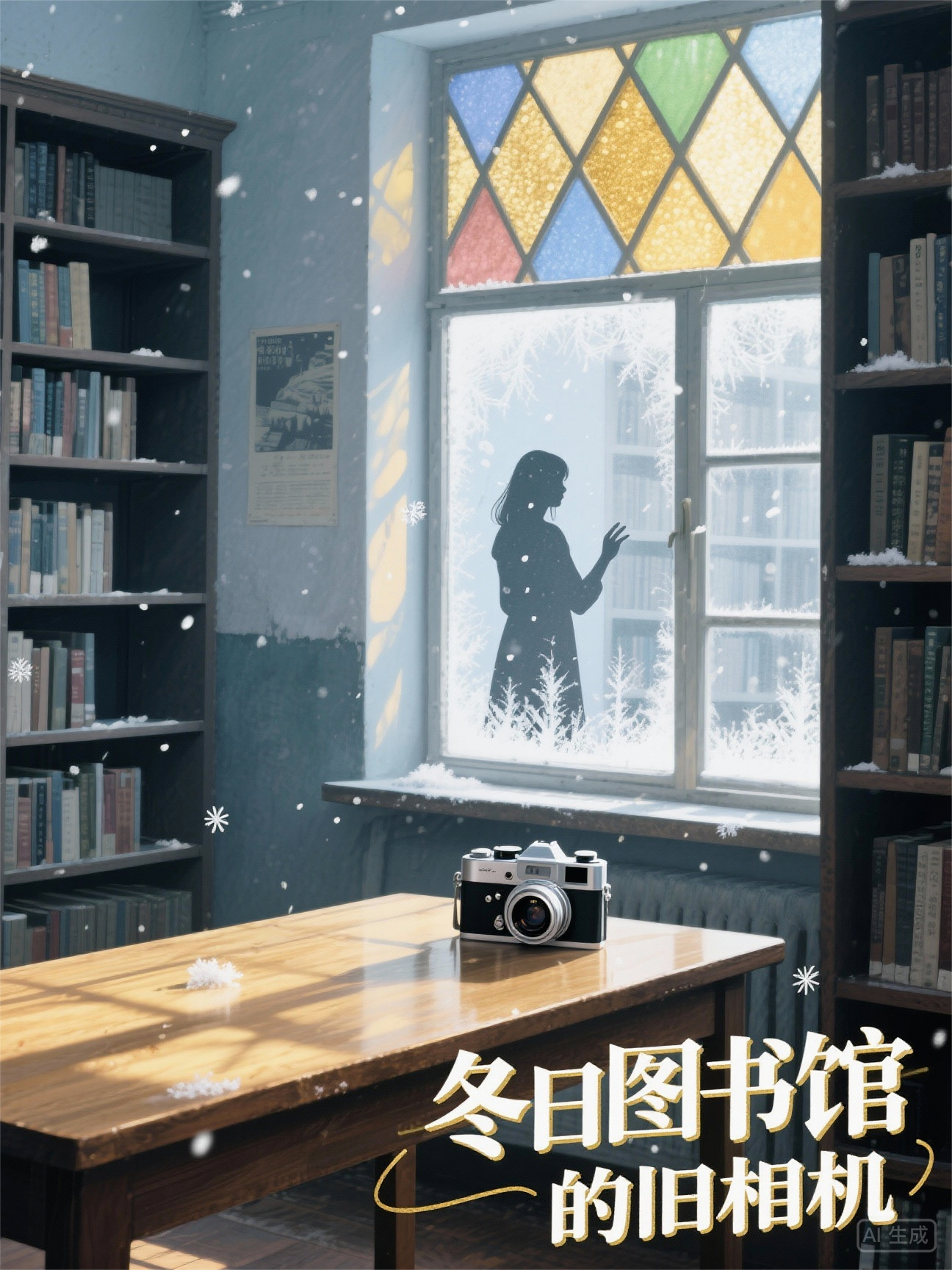 冬日图书馆的旧相机