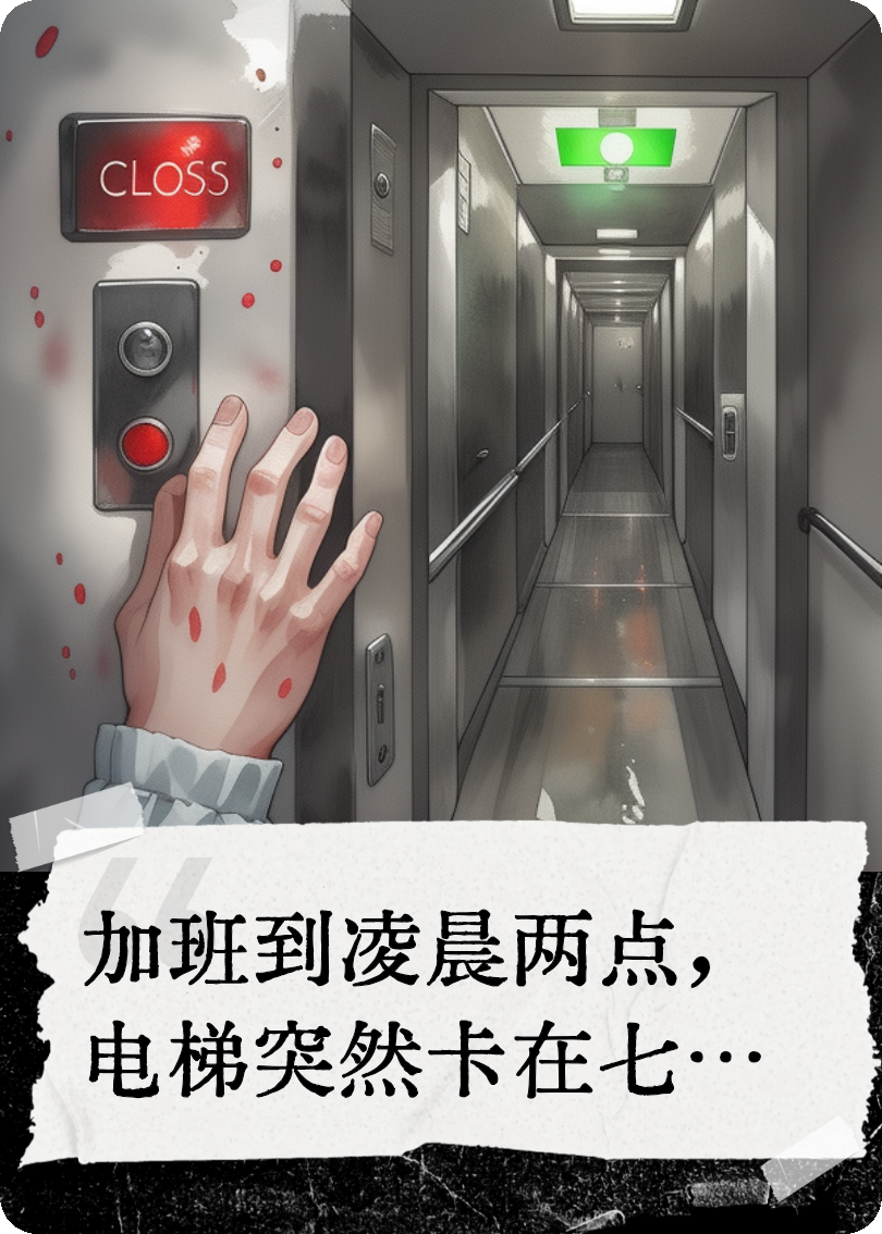 别出电梯，门外红衣女孩在笑