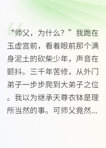 成为大弟子，天尊却选砍柴郎继承