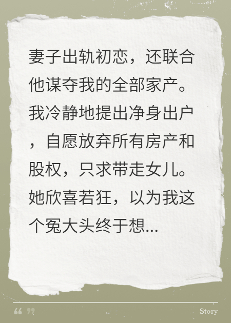 我假装净身出户，妻子签完字傻眼