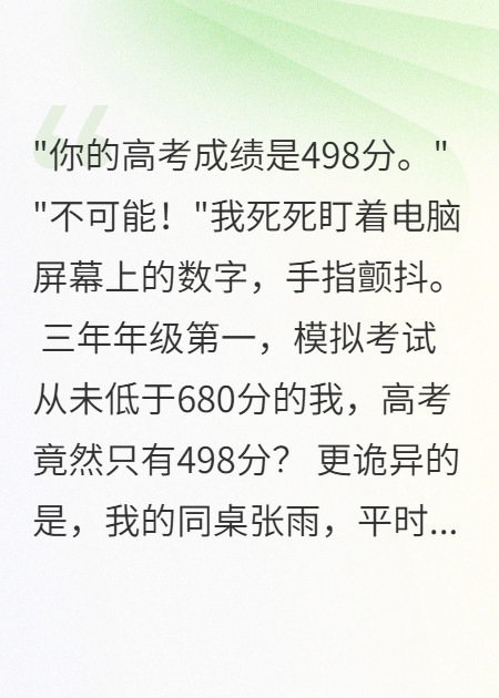 高考697分被换成498我故意交白卷