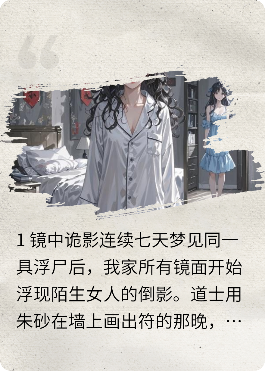 镜子中的蓝裙子女人