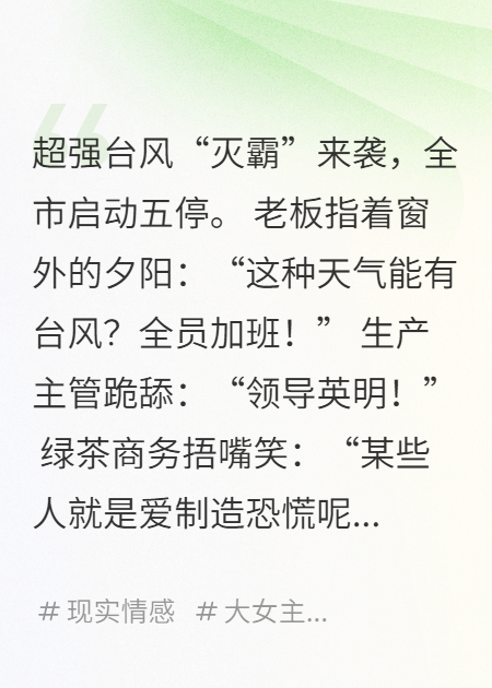 重生后我让台风团灭公司