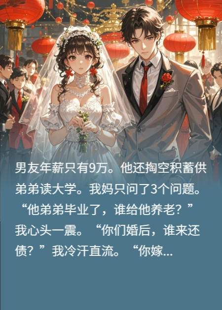 男友年薪9万掏空积蓄供弟弟读大学，我妈提了3个问题