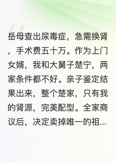卖房捐肾，岳母却骗钱养儿子