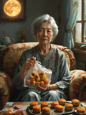 女儿带着团购买的五仁月饼过中秋，我直接换了遗嘱