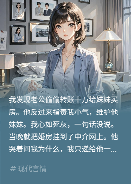老公偷偷给小姑子十万，我送上离婚协议，他哭说家没了