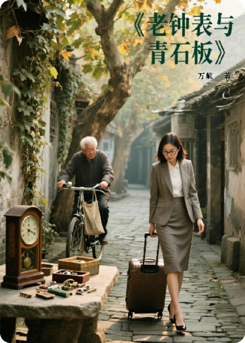 老钟表与青石板