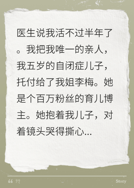 我死后，姐姐直播饲养我的自闭症儿子