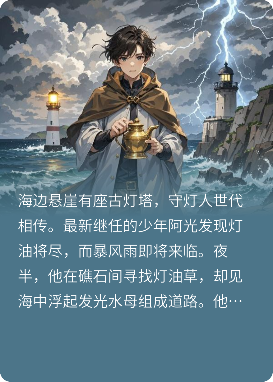 海岸悬崖有座古灯塔