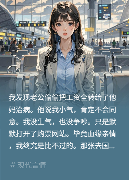 他送钱给他妈尽孝，说我小气，我订票飞走