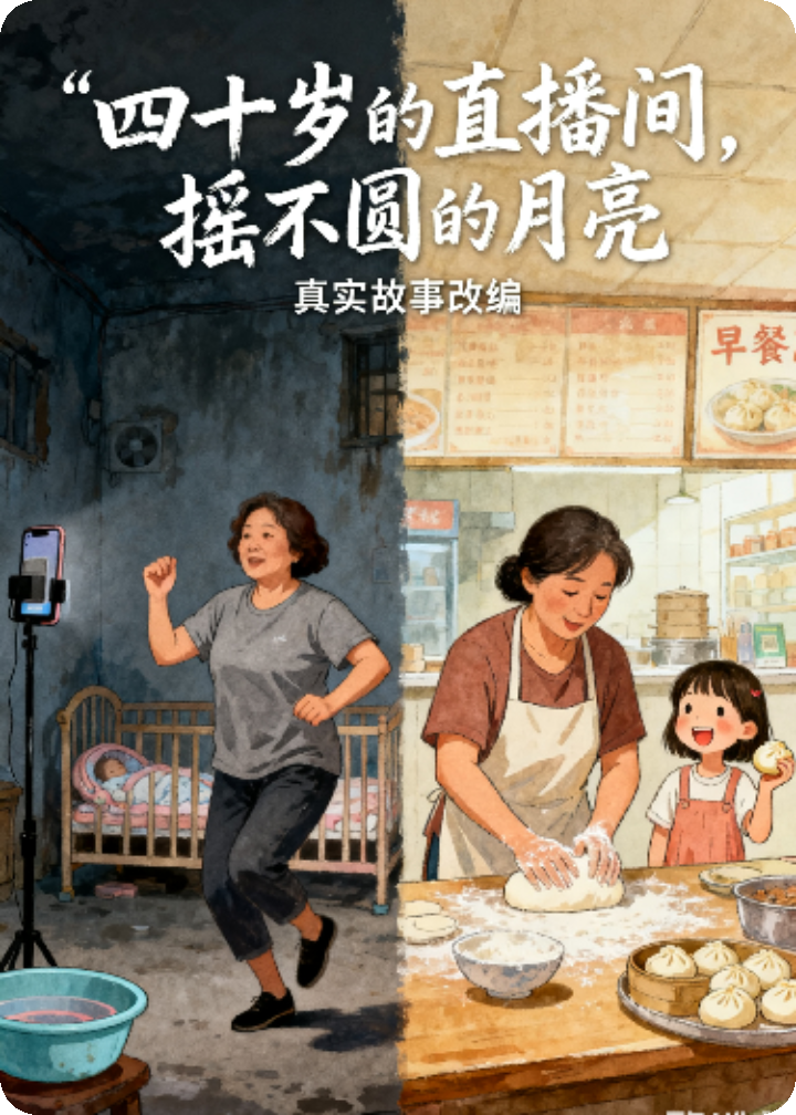 单亲妈妈直播间摇不圆的月亮（真实故事改编）