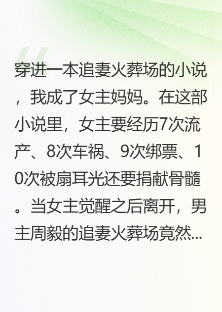 穿进追妻火葬场，我成了女主妈