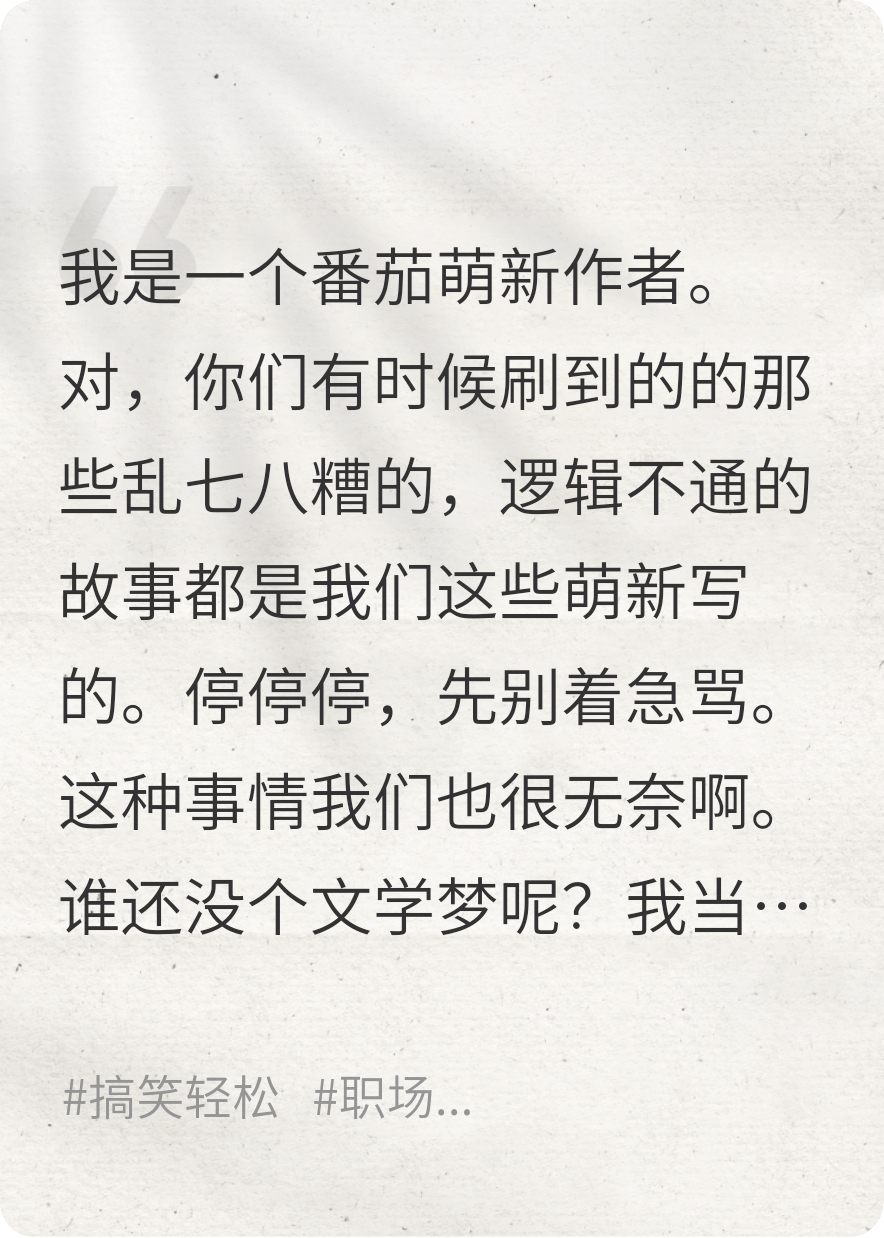 一个番茄作者的独白