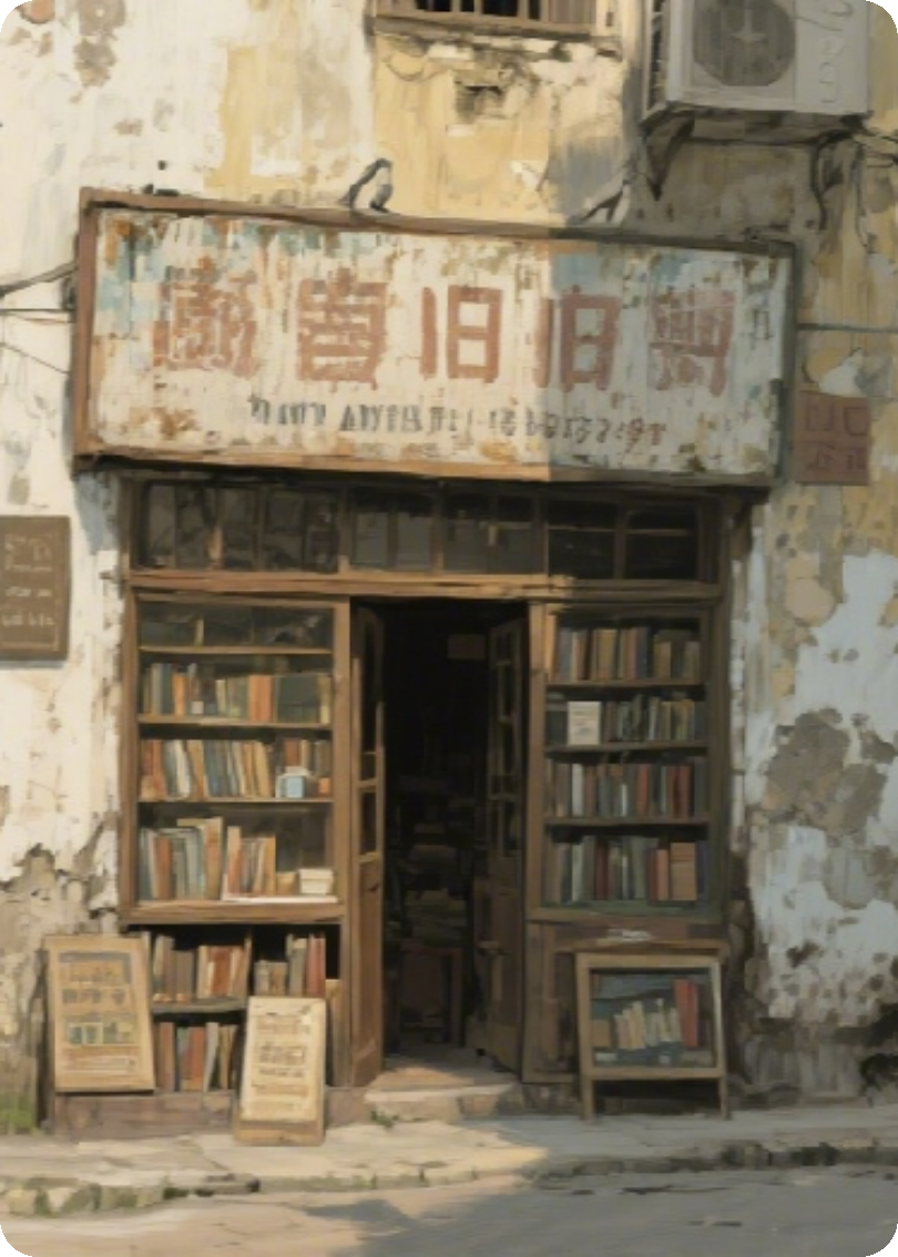 巷口书店的绿萝与画