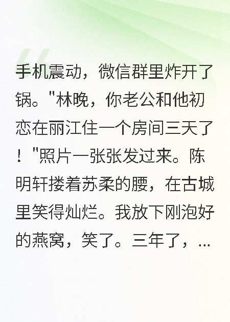 老公带白月光游玩三天我果断离婚