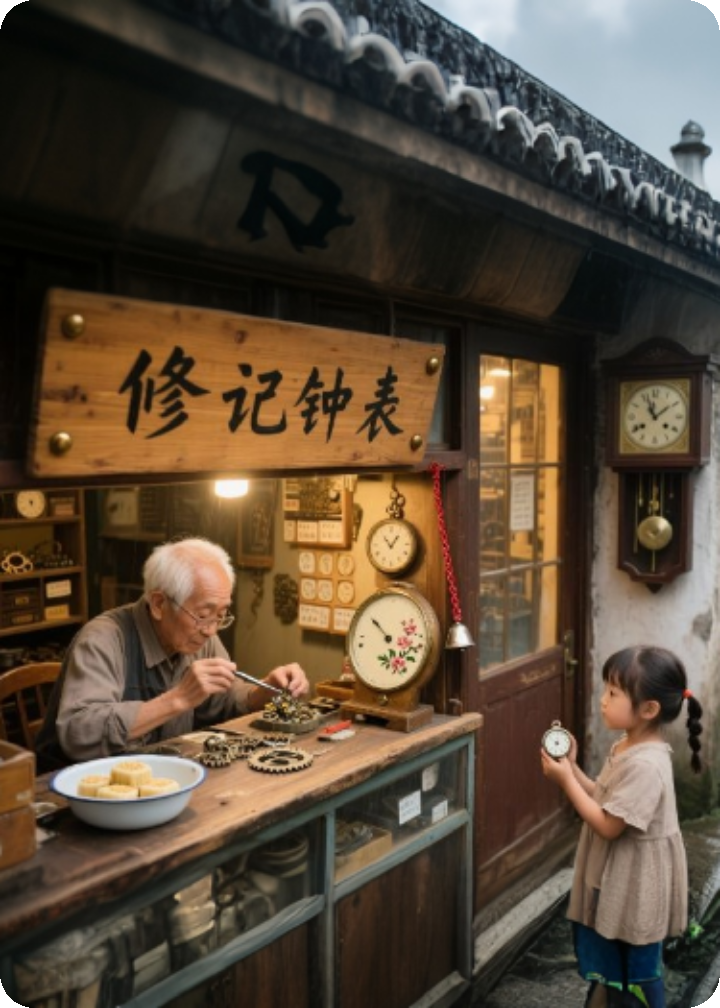 老钟表店的修表匠