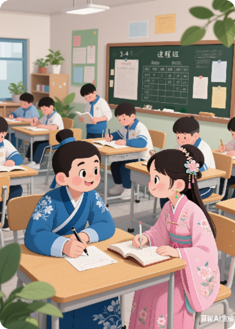 九曲当老师辅导学生功课