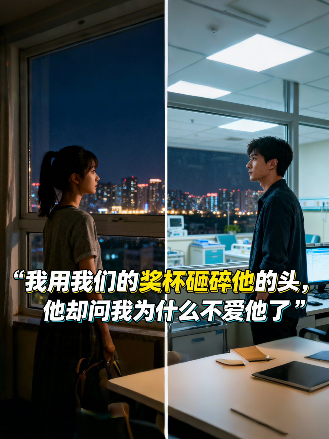 我用我们的奖杯砸碎他的头，他却问我为什么不爱他了