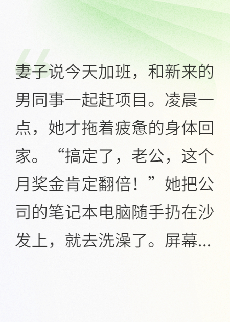 妻子加班晚归，我点开了她的“项目资料”
