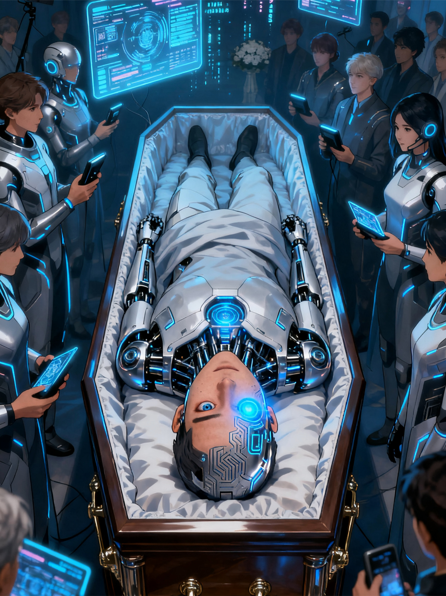 直播丈夫葬礼时，他的AI仿生人突然睁开了眼