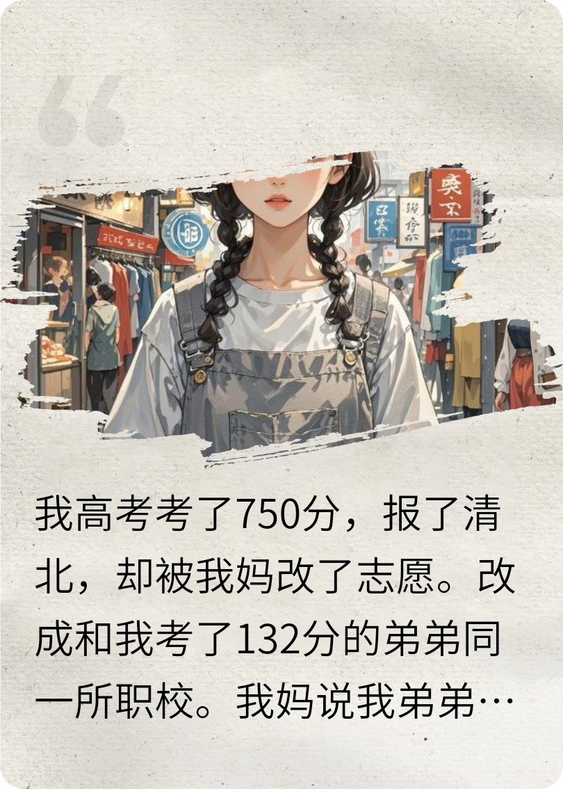 我高考考了750分，想去清北，我妈把志愿改成职校