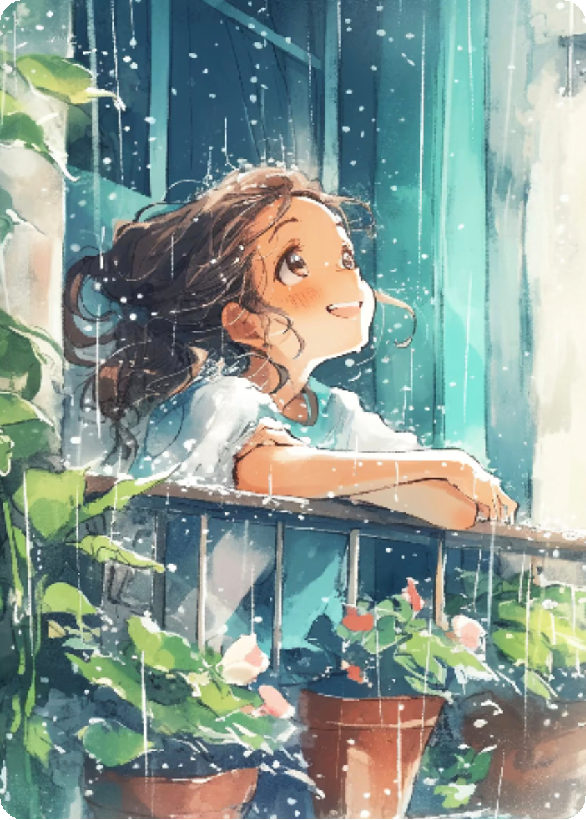 看，下雨了