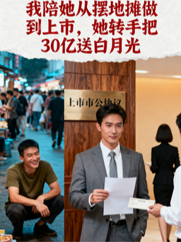 我陪她从摆地摊做到上市，她转手把30亿送白月光