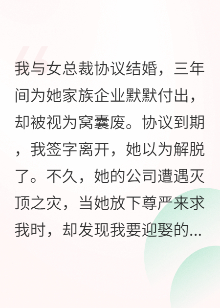 协议婚姻到期，总裁前夫高攀不起