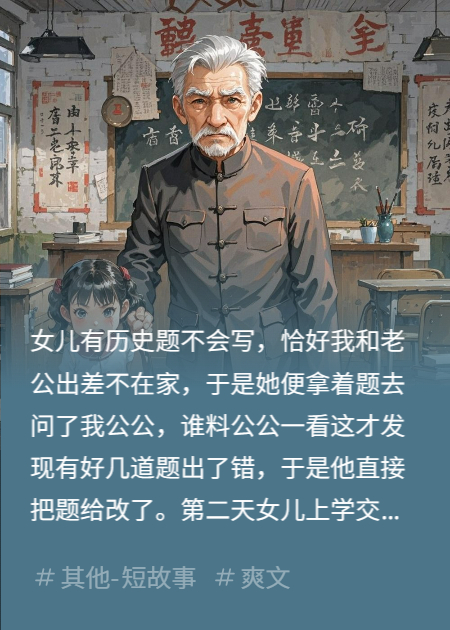 功勋爷爷改作业，女儿却被老师体罚