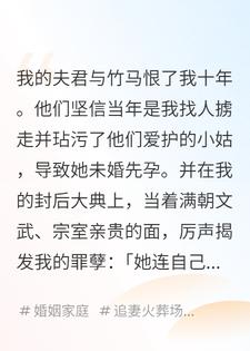 小姑怀孕跟人私奔，竹马与夫君执意认为是我找人掳走她
