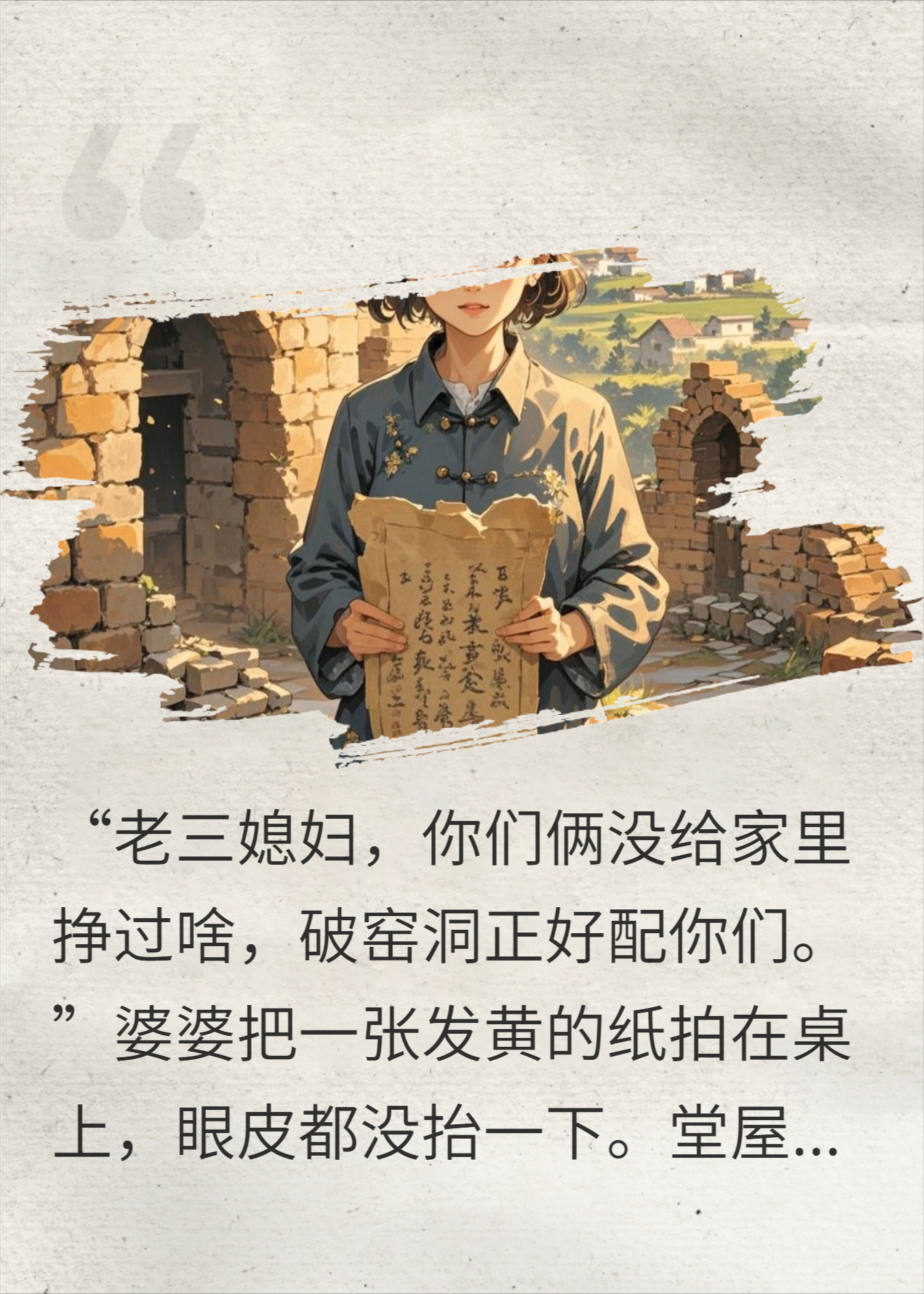 分家时婆婆把破窑洞给我，三天后我挖出了金条