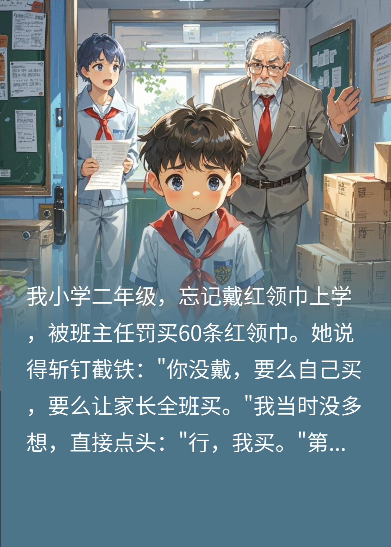 被罚买60条红领巾，我直接拉来八十箱，她慌了