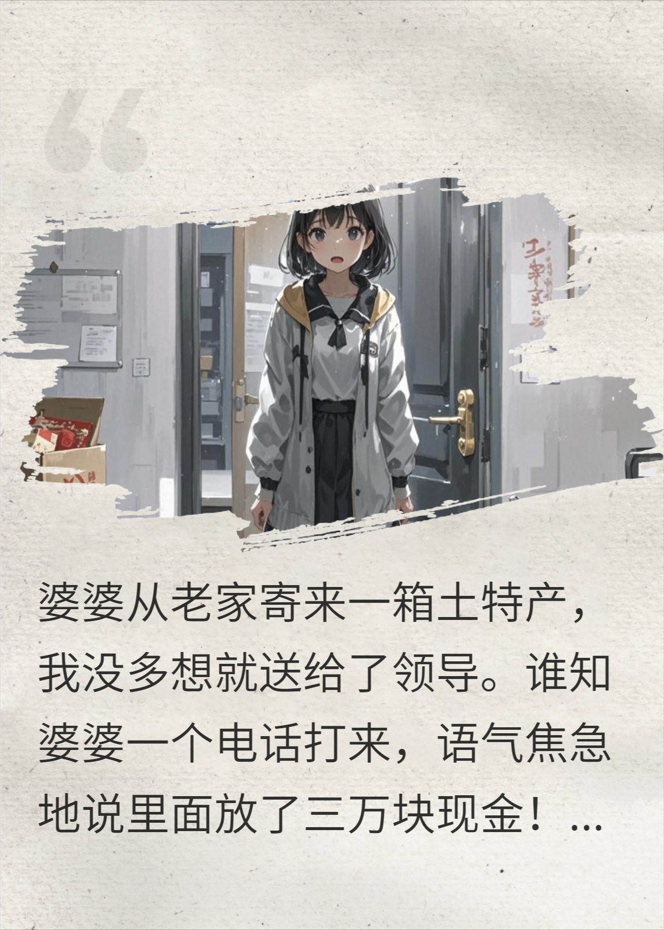 婆婆寄来的特产我送了领导，她却说里面有三万现金