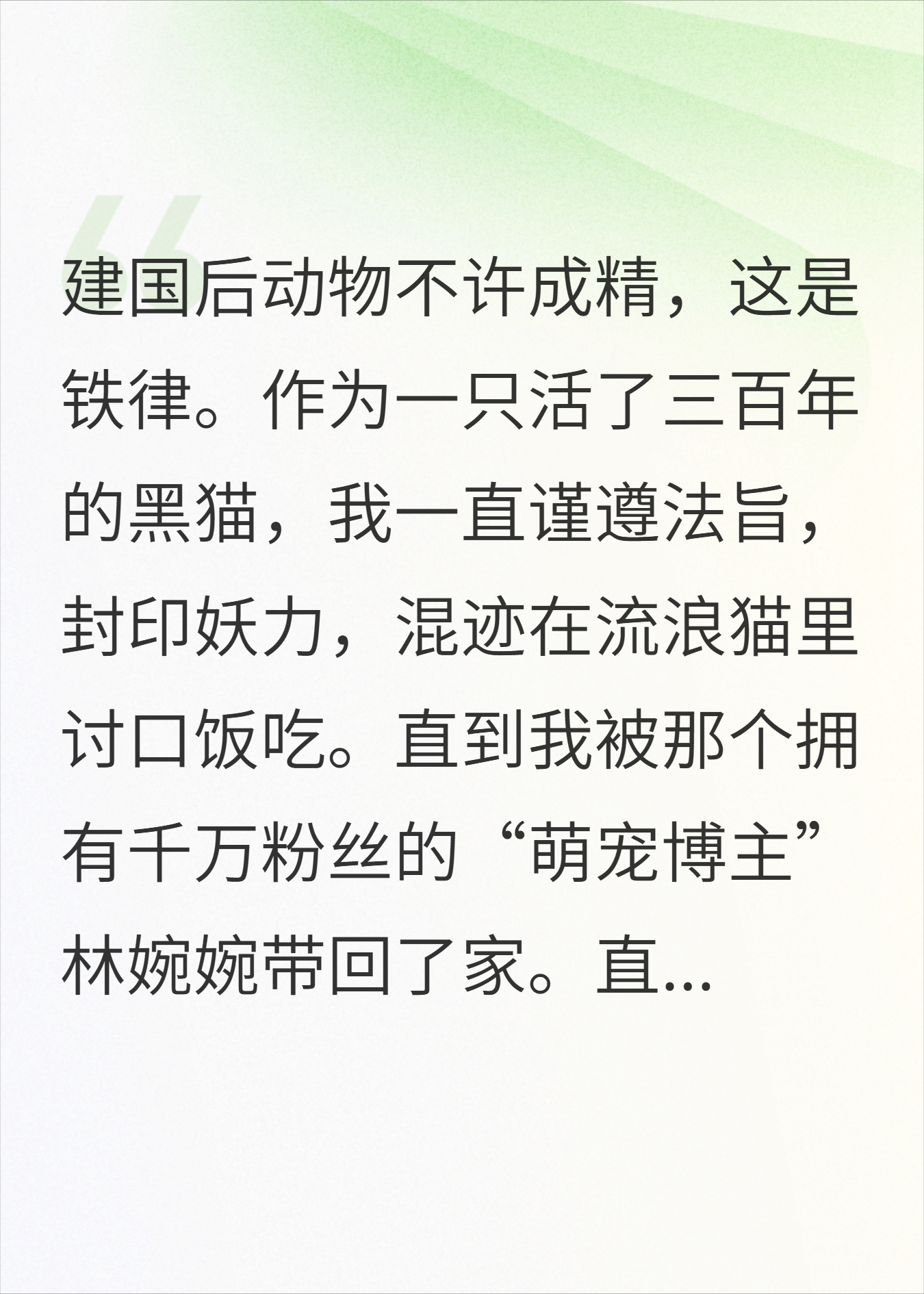 我这只活了三百年的黑猫也得遵守铁律：建国后不能成精