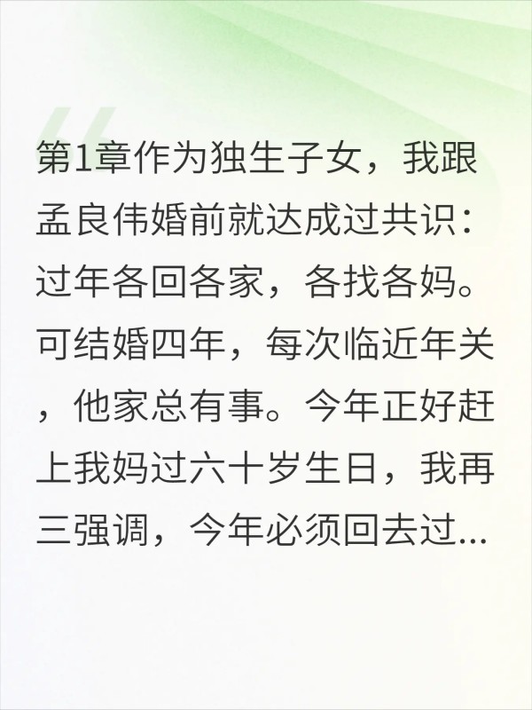 作为独生子女，我跟孟良伟婚前就达成过共识