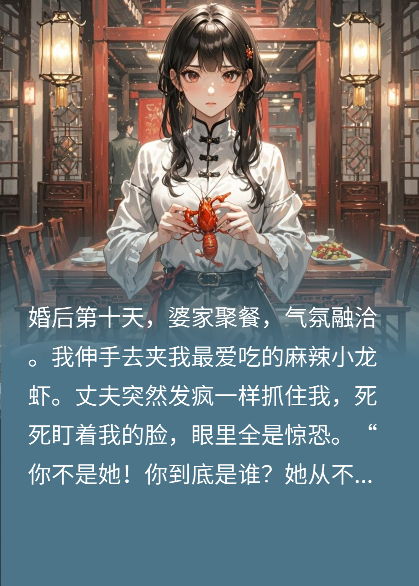 婆家聚餐我吃麻辣小龙虾，老公惊恐：你不是我白月光