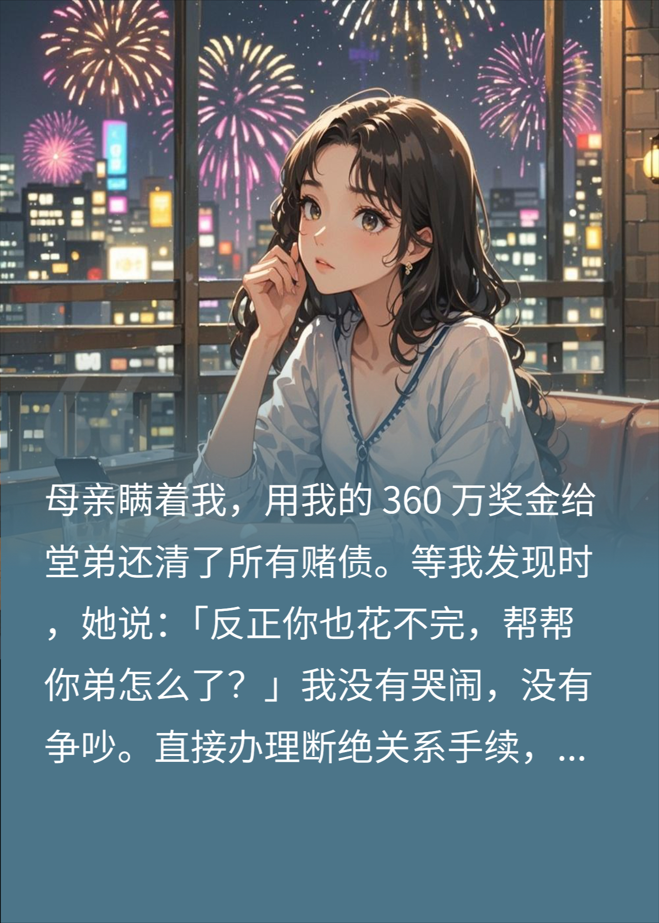 妈偷我奖金帮堂弟还债？我反手母女断绝关系，她破防了