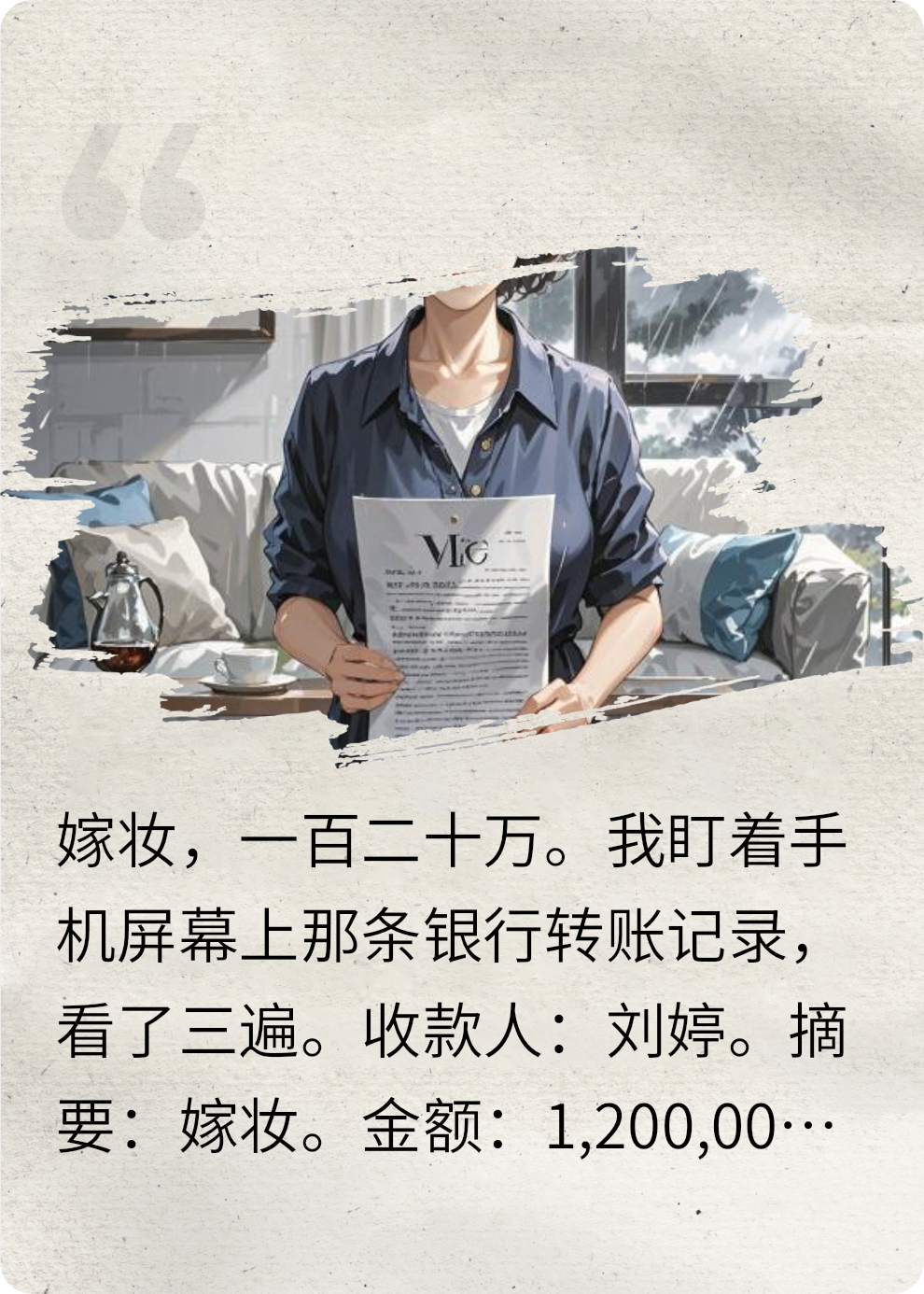 小三的嫁妆是他给的120万，轮到我只有一份离婚协议