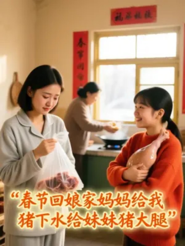 春节回娘家妈妈给我猪下水给妹妹猪大腿