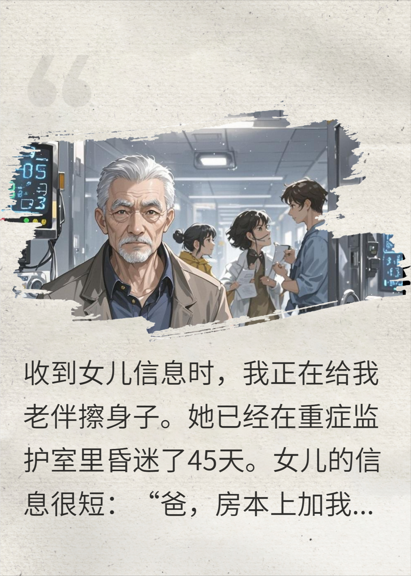 老伴病危，女儿抢房本，我卖房救妻她急疯