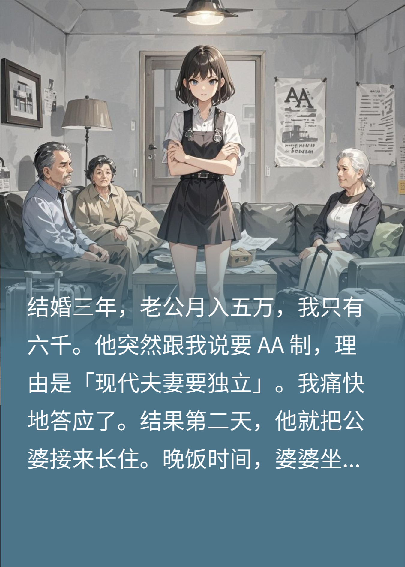 夫逼我AA制还接公婆？我直接当场怼回，他破防了！