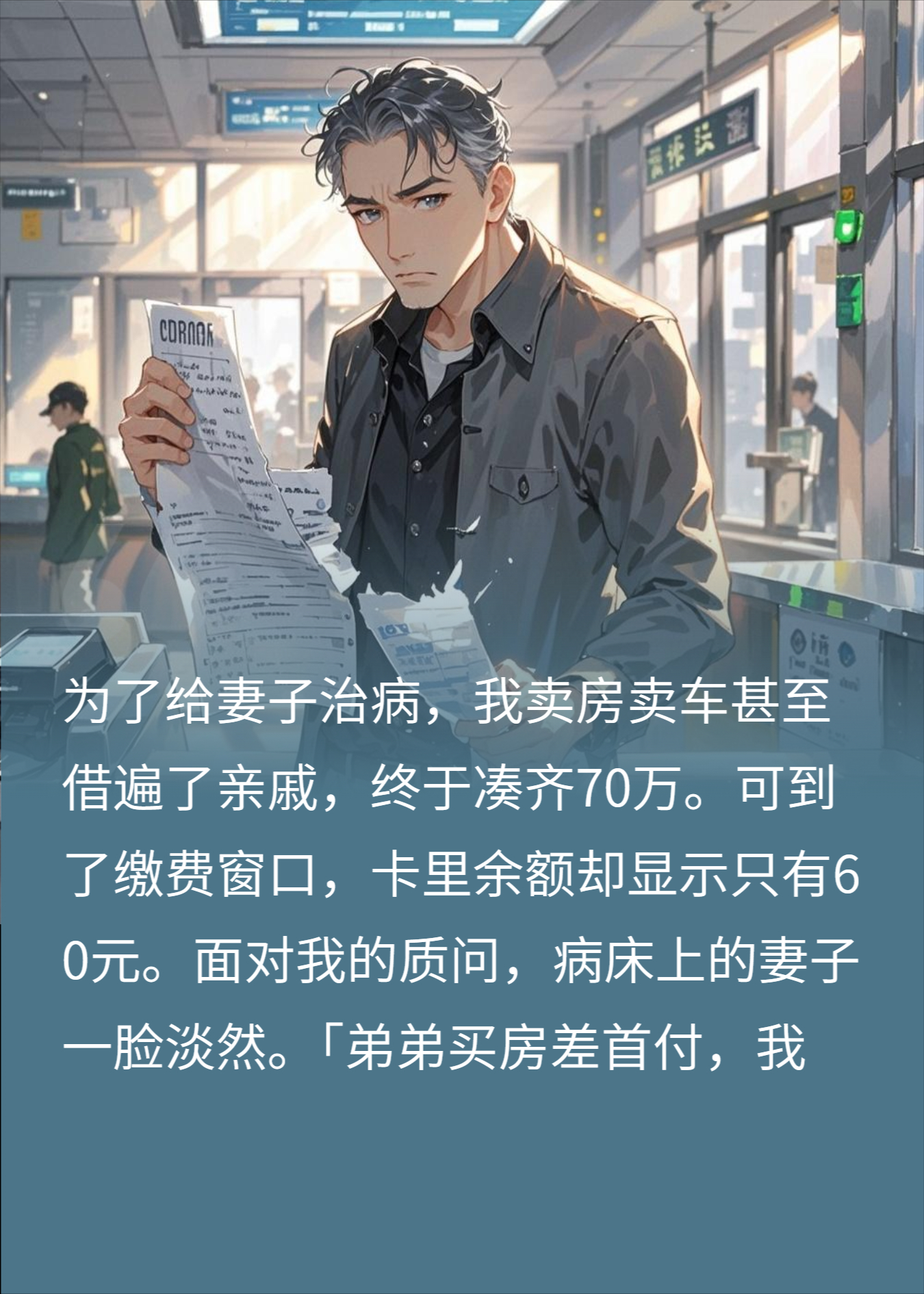 娇妻硬转70万给弟，病重仅剩60块，我怒撕续命条炸岳家