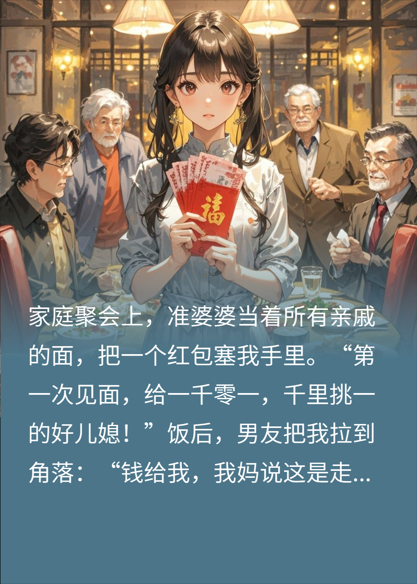 婆婆给我一千零一，男友转头让我上交，我打开后他慌了